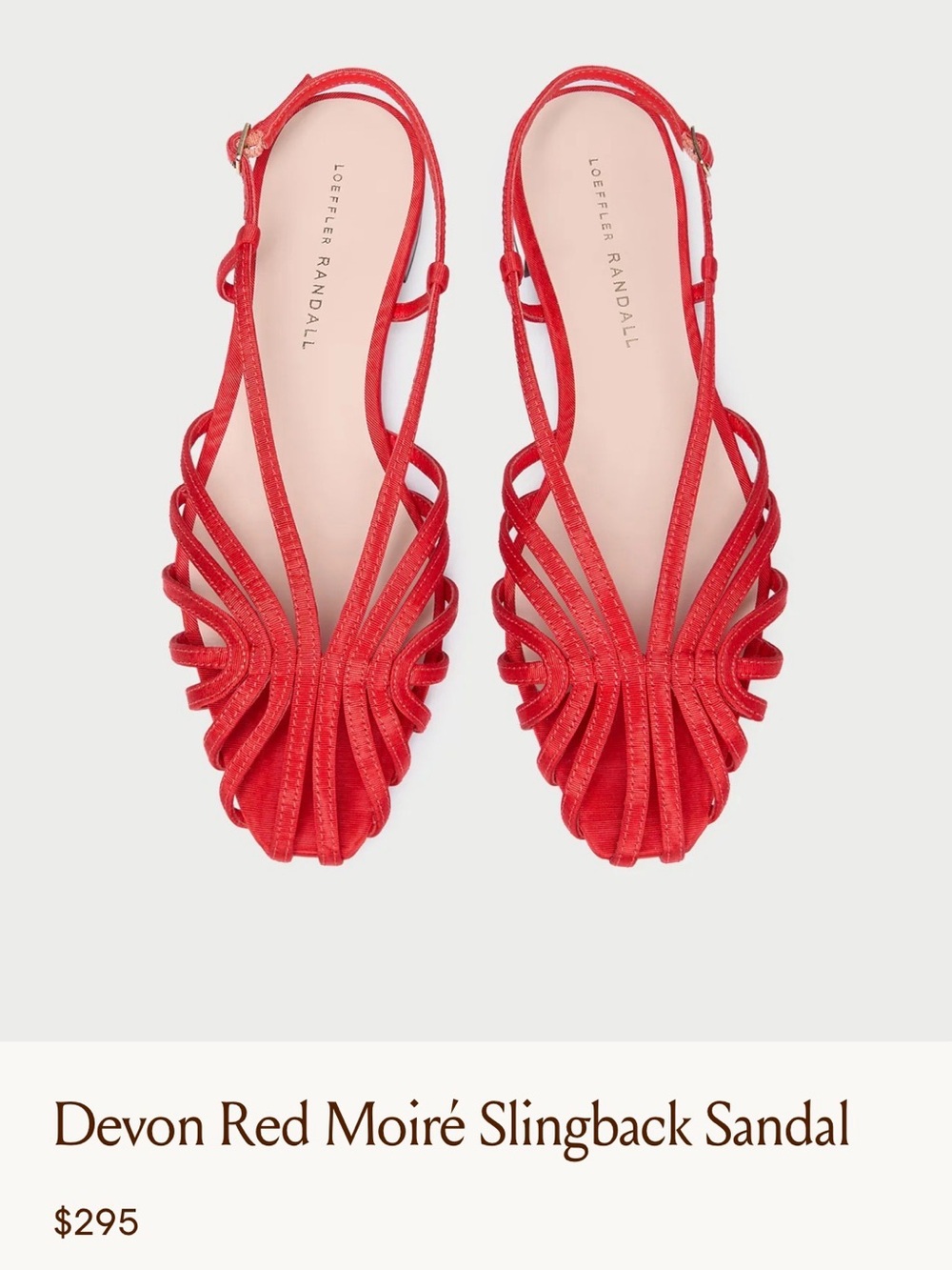 Loeffler Randall Red Strappy Sandals with Sculpted Upper - worn 1x